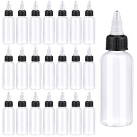 Baderke 48 Pack 2 oz Round Bottles with Twist Caps Small Oil Sauce Ketchup Squeeze Clear Paint Dropper Plastic Bottles with Squeeze for Kitchen Household Home