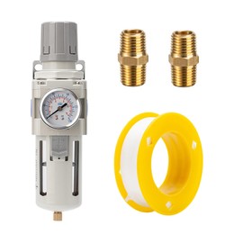 LNCHKA Air Compressor Water Separator Filter 3/4" NPT 0-150 PSI,Compressed Filter Regulator Combo,Poly Bowl,Semi-Auto Drain