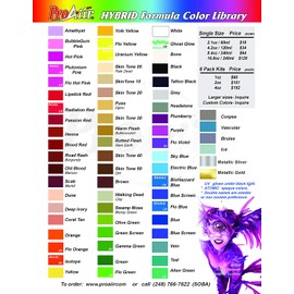 Face Painting Makeup - ProAiir Waterproof Makeup - Second Set of 6 Ghoulish Zombie Colors - 2.1 oz (60ml)