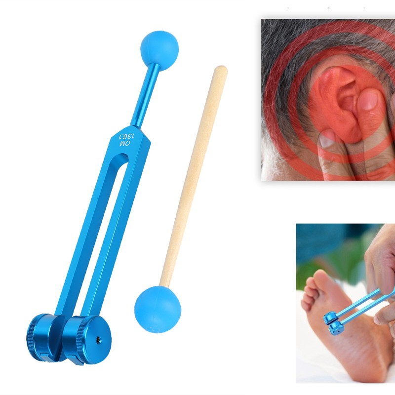 136.1HZ Aluminum Alloy Tuning Fork Wood Hammer Ball Sound Healing