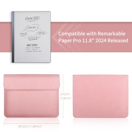 WALNEW Sleeve Case for Remarkable Paper Pro, Slim Protective Pouch Bag Case Cover with Pen Holder for Remarkable Paper Pro Color Tablet 11.8’’ 2024 Released,Pink