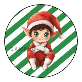 Homemade 30 Elf Christmas stickers, envelope seals, labels, tags