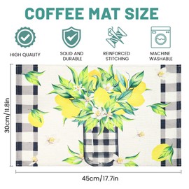 Coffee Bar Mat, Coffee Placemats Set of 2, Linen Coffee Mat for Countertop, Anti-Slip Placemats Set, Table Mats for Kitchen Dining Table Kitchen Decor (Three)