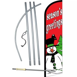 NeoPlex Season'S Greetings Flag with Flag Pole and Spike