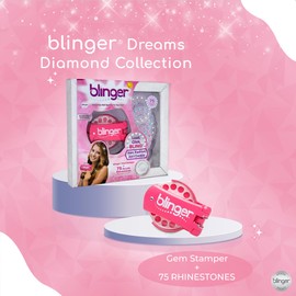 Blinger Diamond Collection - Kit de iniciación de Sueños | 75 diamantes de imitación | Herramienta de peinado | Seguro para el cabello - Brillante en cepillo para polvo hacia fuera