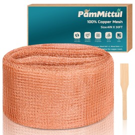 PamMittul Copper Mesh Rodent Control, 4in x 30ft Rustproof Pure Copper Mesh Roll for Slug Snail Mice Control, Ideal for Blocking Holes in Walls Vents, Plus Packing Tool for Easy Installation