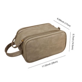 Seahelms Travel Toiletry Bag for Men Women Large Water-Resistant Dopp Kit Shaving Bag PU Leather Travel Wash Bag Make Up Bag Travel Toiletry Organizer for Cosmetics,Toiletries