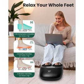Snailax Shiatsu Foot Massager Machine with Soothing Heat, Deep Kneading, Air Compression, Improve Blood Circulation and Foot Wellness,Relax for Home or Office Use