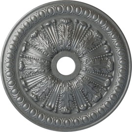 Ekena Millwork CM27TOPLS Tomango Egg & Dart Ceiling Medallion, 27 7/8"OD x 3 7/8"ID x 2 1/2"P, Hand-Painted Platinum