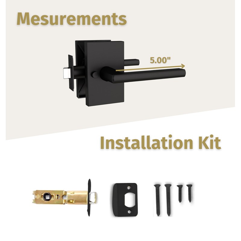 Mega Handles Privacy I Lever Door Handle Set for Hallway,