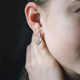 Philip Jones Silver Plated Double Hoop Earrings Created with Zircondia® Crystals