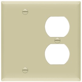 ENERLITES Combination Blank Device or Duplex Receptacle Outlet Metal Wall Plate, Corrosive Resistant, Size 2-Gang 4.50" x 4.57", 770121, 430 Stainless Steel, UL Listed, Silver