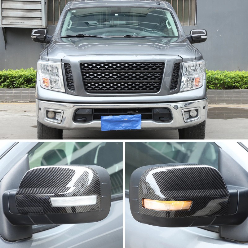 Carbon Side Rearview Mirror Cover Cap For Nissan TITAN 2016-2023