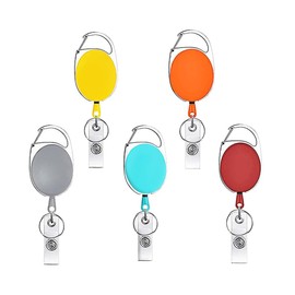 GJNMYSD 5 Packs Retractable Badge Reels, Reel Clips Retractable Badge Holder with Key Belt Reel for Key Ring ID Card Badge Holder and Belt Clip Attachment,5 Colors