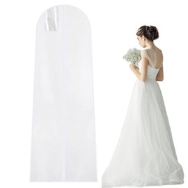 POHOVE 183 cm Breathable Garment Bag for Wedding Dresses Wedding Dress Cover Garment with Zip, Transparent Clothing Bag, for Wedding Dresses, Evening Dresses or Large Coats