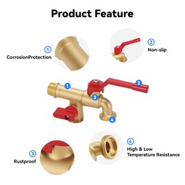 Solimeta Double Taps Water Faucet, 1/2" X3/4" X3/4" Double Outlet Faucet with Garden Hose Quick Connecetor for Garden and Washing Machine