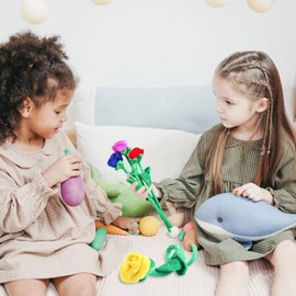 18 Pcs Plush Rose Flower Stuffed Bendable Stems Plush Bouquet Toy Soft Floral 12.6 Inch for Graduation 2025 Mother's Day Valentines Day Girl Girlfriend Wife Family and Friends(18 Pcs Colorful Series)