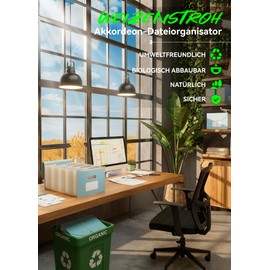 EcoStash Document Folder A4 26 Compartments Wheat Straw Expanding Folder Sorting Folder Colourful File Folder Organiser Accordion File Folder Organiser BPA-Free Back to Nature Healthy Life Sky Blue