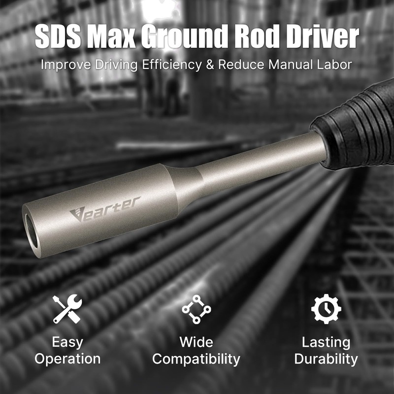 Vearter SDS MAX Shank T-Post Driver for 3/4'' Ground Rods,