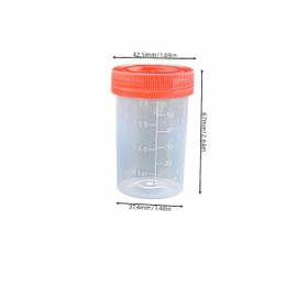 15Pcs 2oz/60ml Sterile Specimen Cups,Each Sterile Specimen Cup has a Tight-Fitting Screw Cap,Used to Collect Liquid，Solid or Powder specimens.