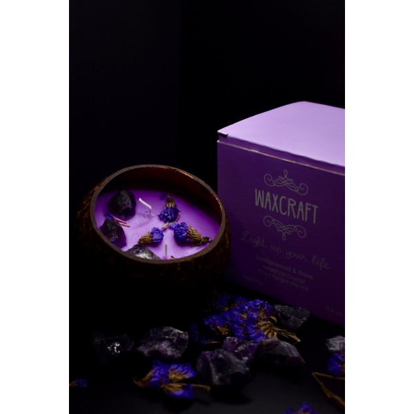 WaxCraft Coconut Shell Candle - 100% Soy Wax, Natural Essential