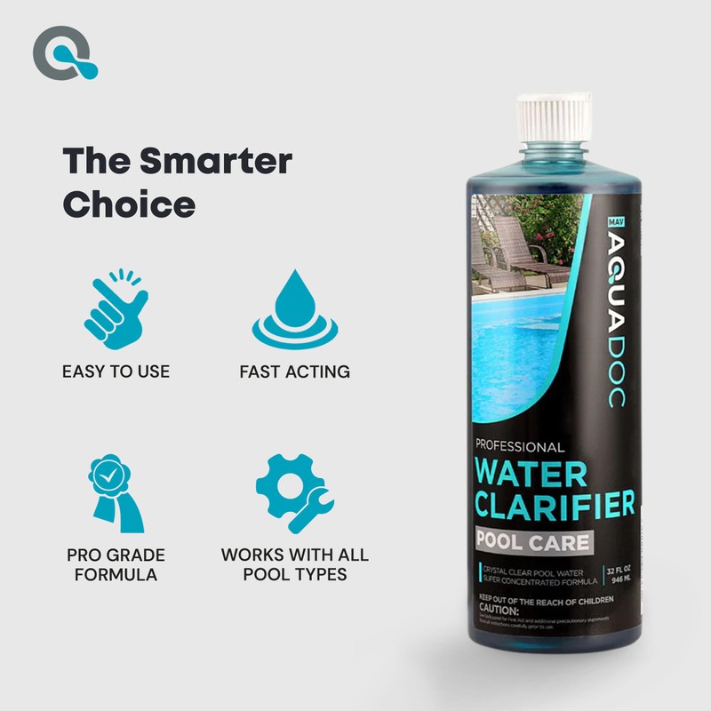 Pool Clarifier Liquid for Fast Acting Cloudy Water Treatment, Swimming