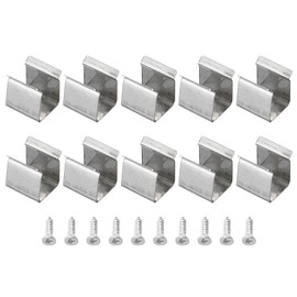 PATIKIL LED Strip Light Clips, 100 Pack Mounting Bracket Fixing Clips Stainless Steel Clamp Holders with Screws for 8mm-11mm Neon RGB Light Cable Ribbon
