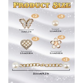 21 Pcs Bling Shoe Charms Kit - Sparkling Plastic Rhinestones, Pearls, Chain, Butterfly & Flower DIY Shoe Accessories for Women Girls, Shoe Decorations for Shoes, Party Gift