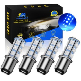 Everbright Blue 1157 Led Bulb, 1016 1034 7528 BAY15D Base 18 SMD 5050 LED Replacement Bulb For RV SUV MPV Car Brake Light Backup Lamps DC 12V (Pack of 4)