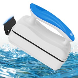 AQQA Aquarium Magnet Glass Cleaner,Dolphin Series-Fish Tank Algae Scraper Brush Cleaner for Glass or Acrylic,2 Detachable Blades Floating Cleaning Tool (L(1/4"-2/3"))