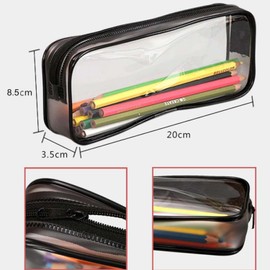 Shoyisenka 2 Transparent Cosmetic Bags - PVC Waterproof Travel washbasin Bags with Zippers, unisse-only Transparent Stationery Storage Bags (Black and White, 20.5x8.5x3.5 cm).