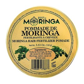 Zest Of Moringa Hair Pomade - Super Hair Fertilizer For Dry Damaged Hair And Scalp - Moringa Hair Pomade For Hair Styling & Nourishing - Blend of Moringa Oil, Cacao Oil, Castor Oil, And Beeswax - 100g
