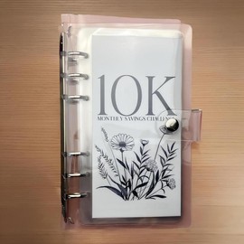 A6 12 Month Money Saving Challenge Binder, 1 Count Money Saving Budget Binder with Cash Envelopes, Savings Challenges Book for Home Office, Money Saving Book:_10K_1 Count