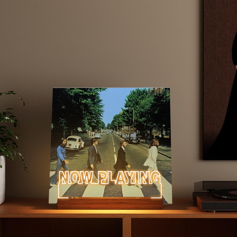 YuanDian Now Playing Record Stand Record Display Wooden Acrylic LED