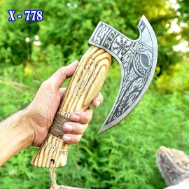 Handmade Axe Custom Handmade High Carbon Steel Tomahawk , Hatchet , Axe , Viking Pizza Cutter