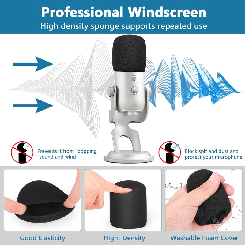 Microphone Cover, Compatible with Blue Yeti, ChromLives Microphone Windscreen Foam