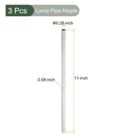 YOKIVE 3 Pack Lamp Pipe Nipple, 28cm Length M10 Thread 1mm Pitch Zinc Plated Pipe Lamp Parts, Great for Light Fittings