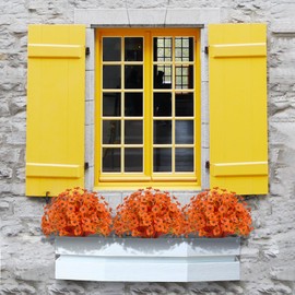 Ximiloor 21 Bundles Artificial Flowers Outdoor UV Resistant Silk Flowers No Fade Fake Outside Flowers Plastic Greenery Faux Shrubs Garden Porch Window Box Home Decoration(Autumn Orange)