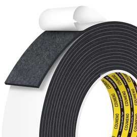 COUMENO EVA Single-Sided Adhesive Black Foam Tape, 1.77inx16.4FT, Weatherproof, Sound & Heat Insulation, DIY Cuttable