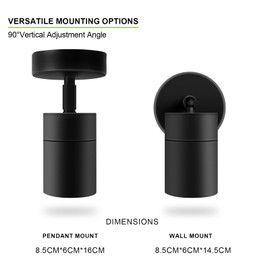 Kerry Outdoor Wall Lights, IP65 Waterproof Outside Lighting Mains Powered, External Black Stainless Steel Adjustable Spotlights, Exterior Wall Mount Downlight for Front Door, Proch -2 Pack(Bulb Excl.)