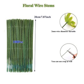 100Pcs Plastic Floral Stems Wire, Artificial Flower Rod, Flower Stem Flower Stem Wire Making Accessories Artificial Green Crafts Wire Wreath Making Supplies for Flower DIY(17CM Green)