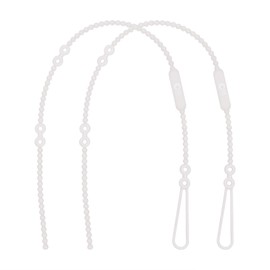 Olababy Silicone Strap for Baby Toys, Pacifiers, Teethers, Sippy Cups, Bottles w Handles, Feeding Spoons, High Chairs, Strollers, Car Seats and Travel Essentials (2 Straps, Pearl)