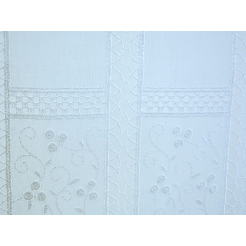 Clever-Kauf-24 Hardanger Bistro Curtain Embroidered White Height 60 cm