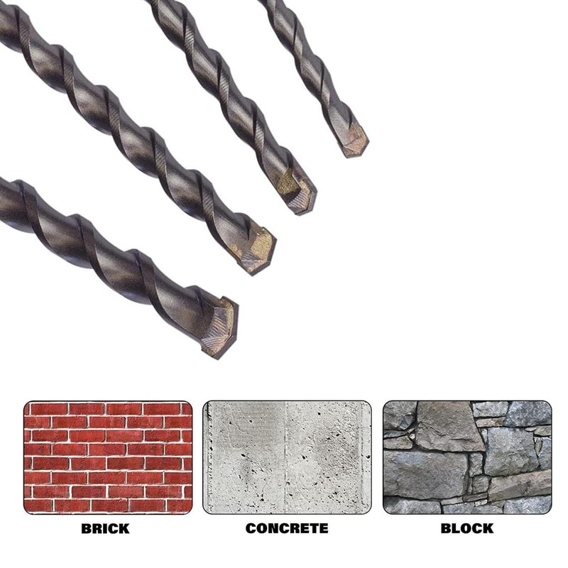 2Pcs 12mm Masonry Drill Bit, 150mm Length, Metric 1/2 Inch