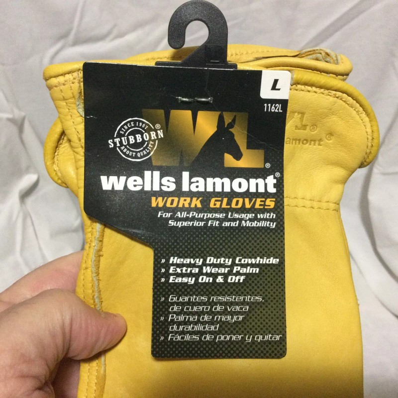 WELLS LAMONT PREMIUM COWHIDE LEATHER WORK GLOVES - MEN’S LARGE