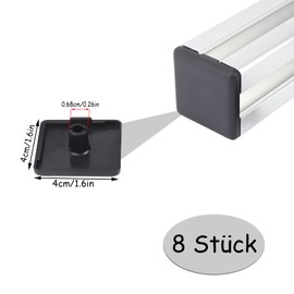 Square Plugs, Pipe Plugs, Pack of 8 Aluminium Profile End Caps, 40 x 40 mm End Caps, Plastic Aluminium Profile Cover Caps, for Aluminium Construction Profile, Profile End Cap, Profile Cover Cap