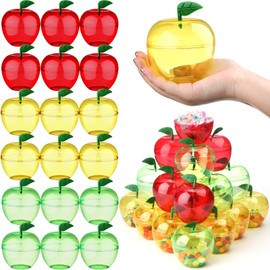 Layhit 30 Pack Large Plastic Apple Containers Mixed Colors Apple Shaped Candy Toy Gift Filling Containers Jar for Back to School Teacher Fall Rosh Hashana Party Supplies(4.1 x 3.5 Inches)