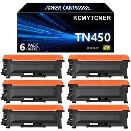 KCMYTONER Compatible Toner Cartridge Replacement for Brother TN450 TN-450 TN420 High Yield Black Work with MFC-7860dw MFC-7360n HL-2280dw HL-2270dw HL-2240 DCP-7065dn Intellifax 2840 Printer (6 Pack)
