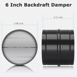 ‎ATOM NEXUS Backdraft Damper with Spring-Loaded Folding Blades Ducting in Range Hoods, Fans - 6IN