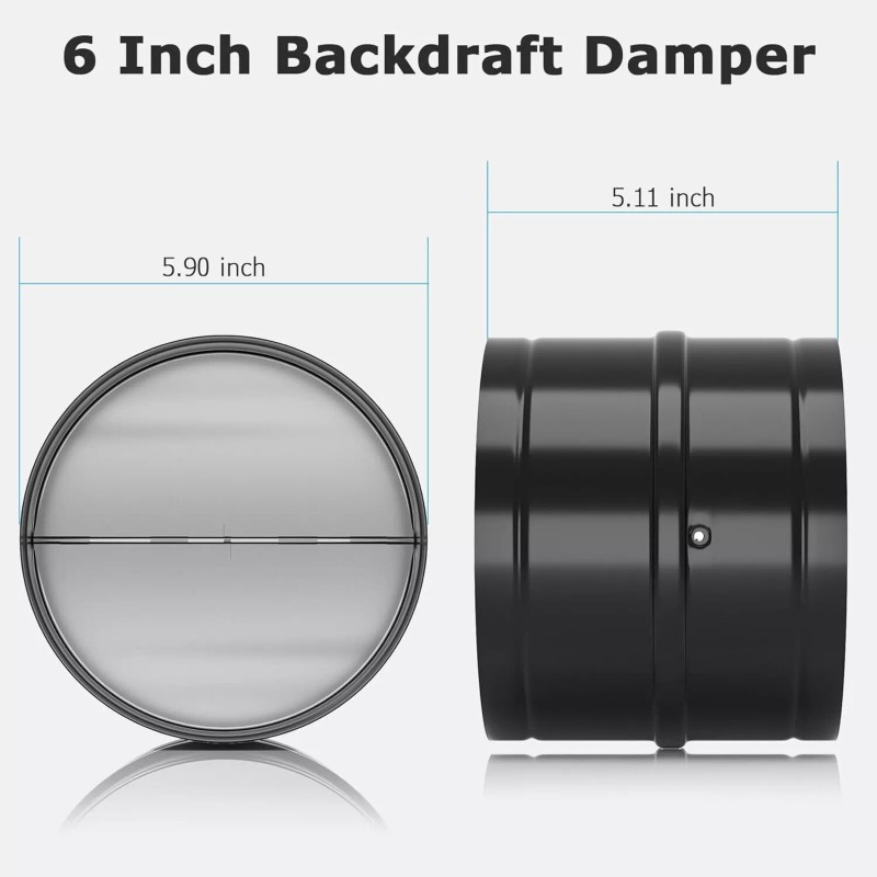 ‎ATOM NEXUS Backdraft Damper with Spring-Loaded Folding Blades Ducting in